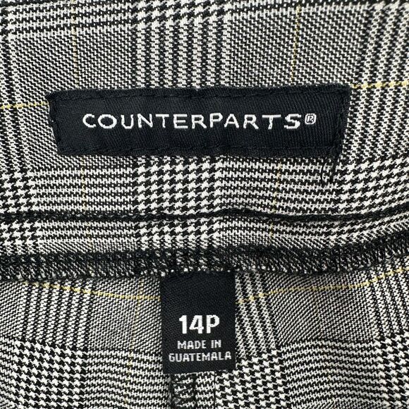Counterparts Dress Pants Women Sz14P Gray Plaid Flat Front Stretch Straight Leg - Picture 7 of 11